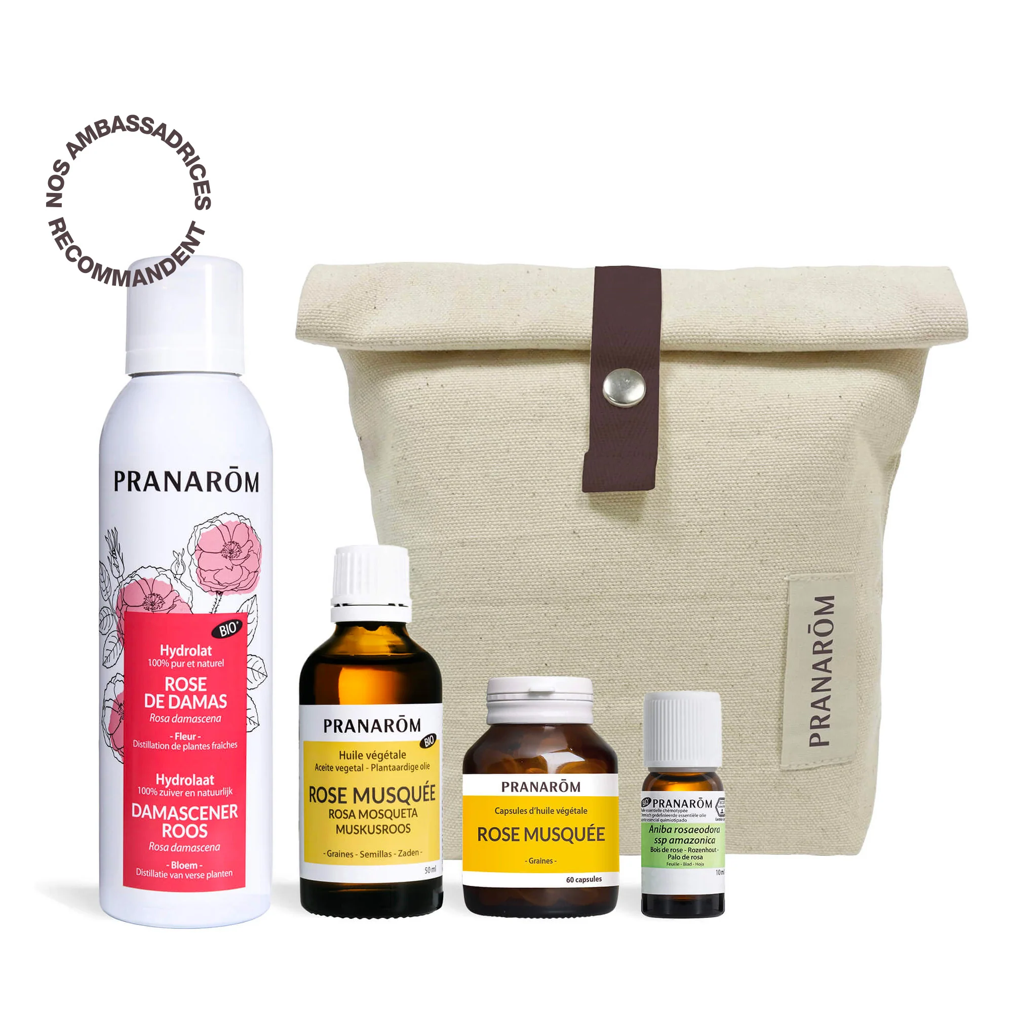 Coffret Belle peau à la rose - Hydrolat de Rose et trousse offerts