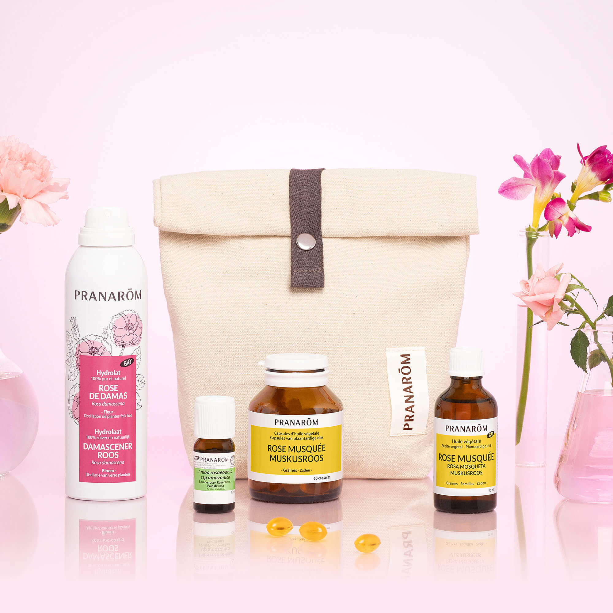 Coffret Belle peau à la rose - Hydrolat de Rose et trousse offerts - Image 2